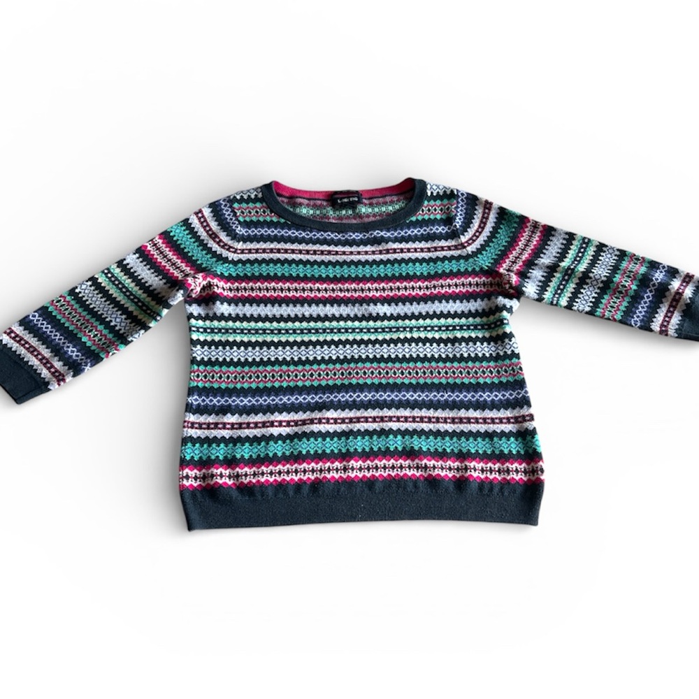 Lands' End Multicolor Striped Sweater 7/8 sleeves 100% supima cotton.